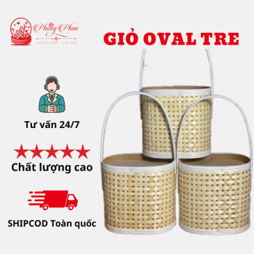 Giỏ Hoa-Đựng Trái Cây Làm Bằng Tre Hình Oval Có Quai Xách Tiện Lợi( ĐI TỪ 2 CÁI)