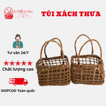 Giỏ Cắm Hoa Túi Xách Thưa Được Làm Từ Mây Đan Thủ Công ( ĐI TỪ 2 CÁI )