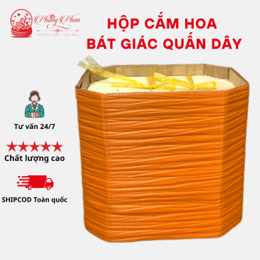 Giỏ Gỗ Cắm Hoa-Trang Trí-Đựng Đồ,Hình Bát Giác Có Nhiều Màu Sắc( ĐI TỪ 2 CÁI )