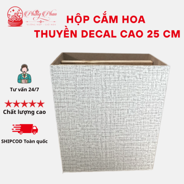 Hộp Gỗ Cắm Hoa Hình Thuyền Cao Nhiều Màu Sắc , Hoạ Tiết Đặc Biệt Bắt Mắt( ĐI TỪ 2 CÁI)