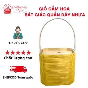 Hộp Gỗ Cắm Hoa Hình Bát Giác Có Nhiều Màu Sắc Và Có Quai Xách Tiện Lợi( ĐI TỪ 2 CÁI)