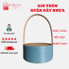 Giỏ Gỗ Trái Cây Hình Tròn Quấn Dây Nhiều Màu Sắc Có Quai Xách Tiện Lợi( ĐI TỪ 2 CÁI)