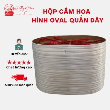 Hộp Gỗ Cắm Hoa - Trang Trí- Đựng Đồ, Hình Oval Quấn Dây Nhiều Màu Sắc( ĐI TỪ 2 CÁI )