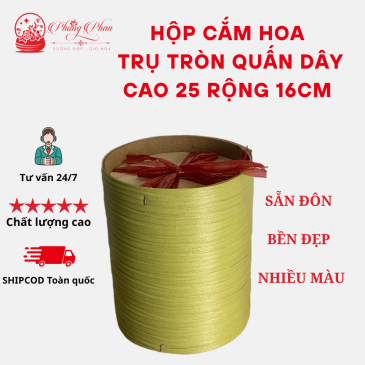Hộp Gỗ Dùng Cắm Hoa-Đựng Dồ Hình Trụ Quấn Dây Nhiều Màu Sắc Đặc Biệt( ĐI TỪ 2 CÁI)