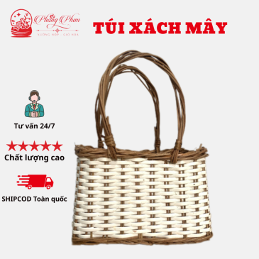 Giỏ Cắm Hoa - Trang Trí Được Làm Băng Chất Liệu Mây Đan Thủ Công Có Quai Xách Tiện Lợi( ĐI TỪ 2 CÁI)