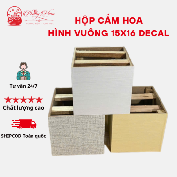 Hộp gỗ cắm hoa, hộp vuông, chữ nhật, hộp dán decal nhiều màu.( ĐI TỪ 2 CÁI)