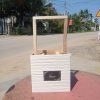Hộp gỗ cắm hoa - Hộp vuông quấn dây 20x20 quai gỗ