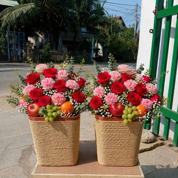 Hộp Cắm Hoa Hình Vat Nan Gỗ Quấn Dây Nhựa Trắng - Dùng Cắm Hoa, Trang Trí, Decor